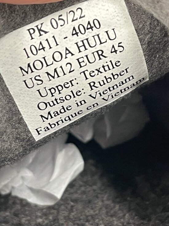 Olukai Moloa Hulu Slipper Gray Felt Slip On Wool Blend Loafers Sz 12